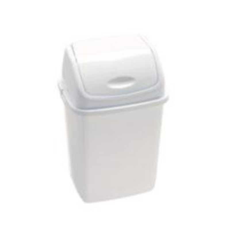 Coș de gunoi cu capac batant plastic alb 10L