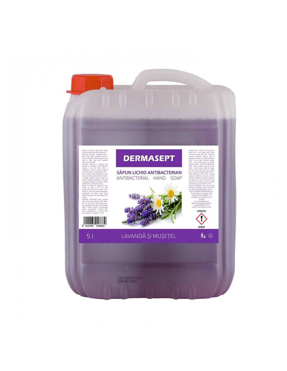 Dermasept - săpun lichid antibacterian cu parfum lavandă și mușețel 5L ...
