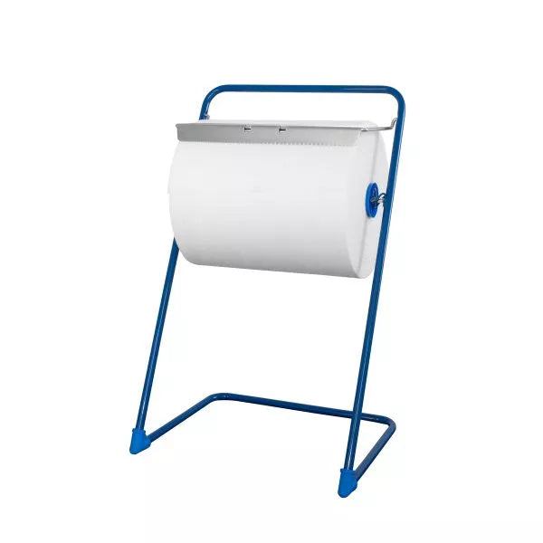 Suport podea pentru role hârtie industrială, cu bară de tăiere