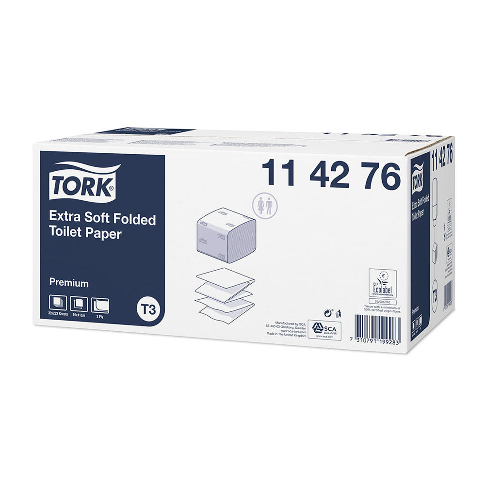 Hârtie Igienică Porționată Tork Folded Premium Extra Delicat, 252 foi/pachet
