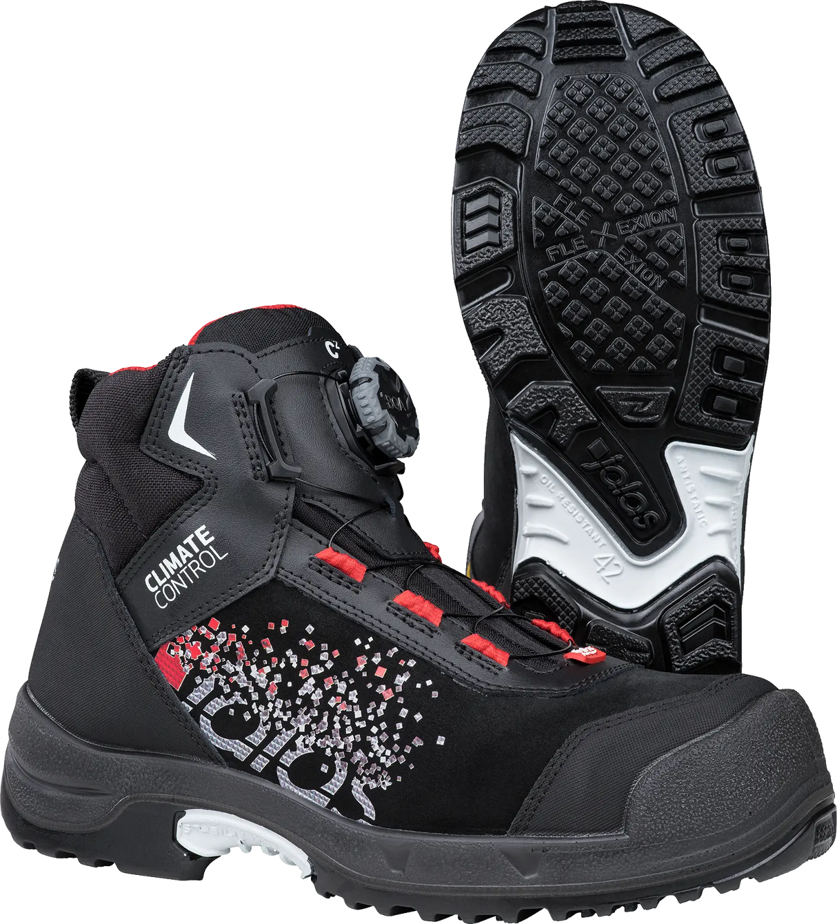 Bocanci de protecție JALAS Zenit 2718 negru și rosu, vedere frontală