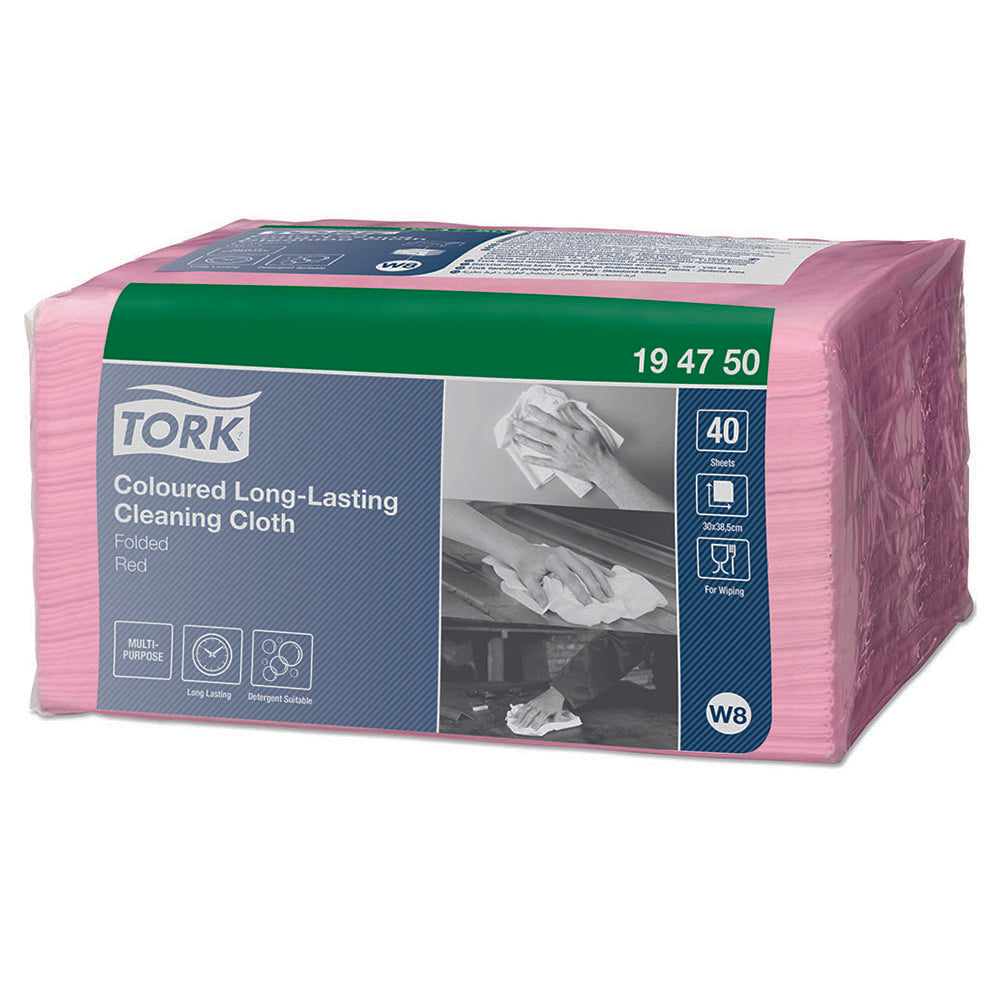 Lavete profesionale pentru curățare Tork 194750 W8, roșii, 40 buc/pachet