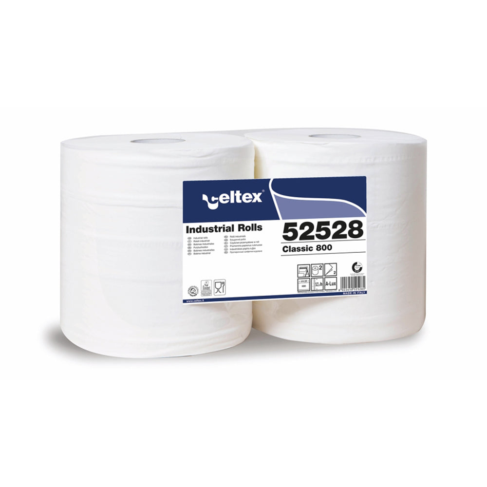 Lavete industriale albe, 100% celuloză pură, 800 porții/rolă, 304 m