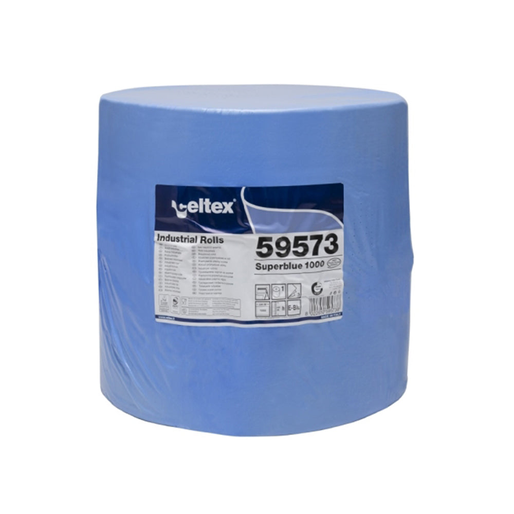 Lavete industriale albastre, 100% celuloză, 1000 porții/rolă, 355 m