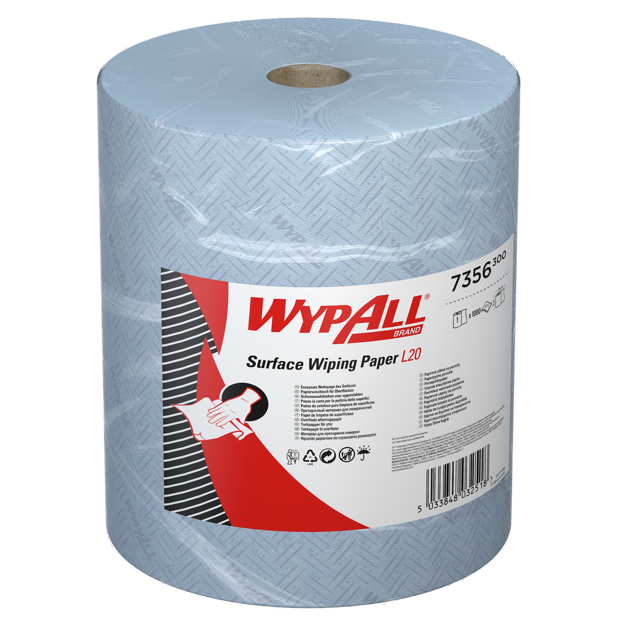 Lavete industriale Kimberly-Clark WypAll L20 Surface Wiping Paper 7356, 1000 porții/rolă