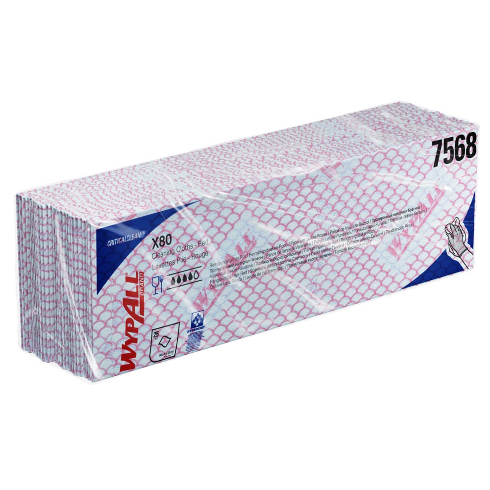 Lavete industriale Kimberly-Clark WypAll X80 Critical Clean 7568, roșii, 25 lavete/pachet