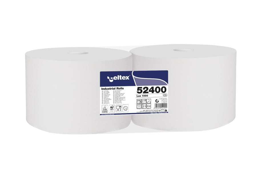 Lavete industriale albe, 100% celuloză pură, 1000 porții/rolă, 300 m