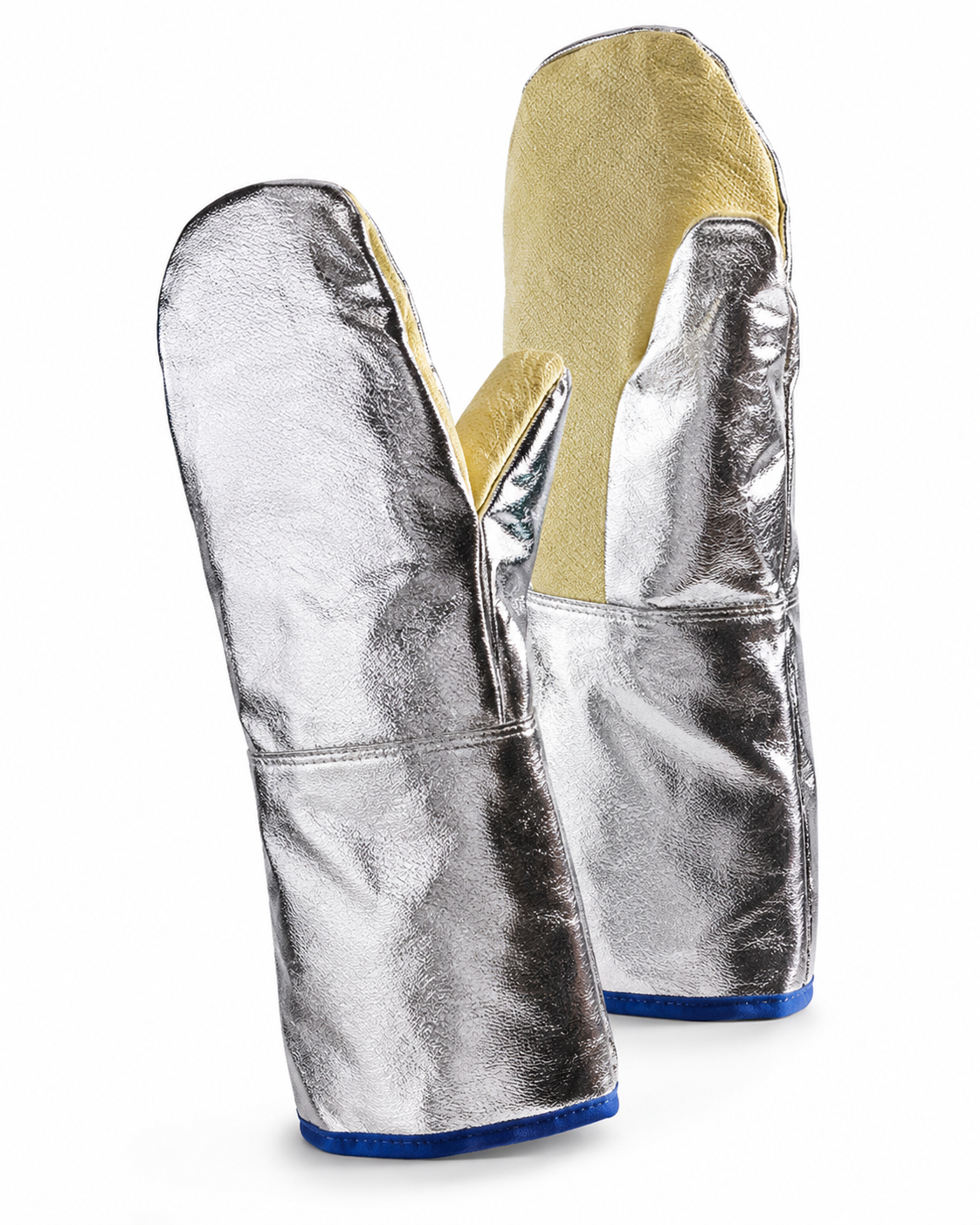 Manusa termoizolanta tip mitena din tesatura aramidica aluminizata cu izolatie PV pentru protectie impotriva caldurii radiante si de contact.