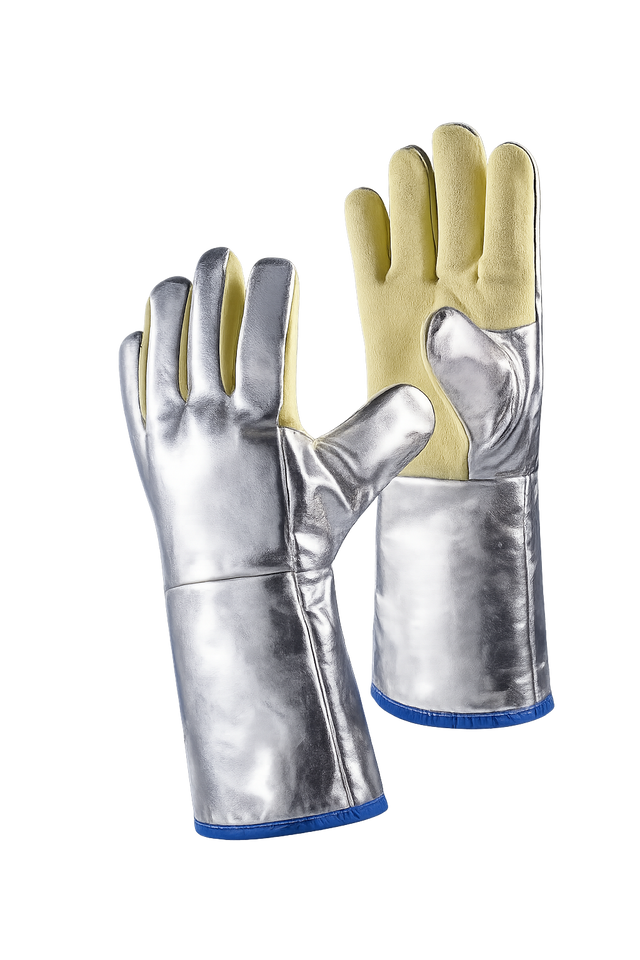 Manusi termoizolante aluminizate cu 5 degete si izolatie PV pentru protectie impotriva caldurii radiante si de contact.