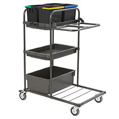 Cărucior mop Vermop Mistral Office, cu boxuri și găleți multiple