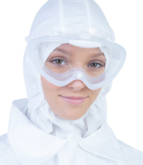 Ochelari autoclavabili pentru camere curate cu lentila antiaburire si ventilatie indirecta.