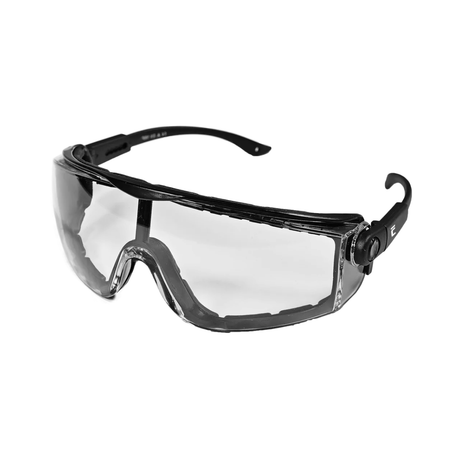 Ochelari de protectie cu lentile din policarbonat si tratamente antiaburire si antizgariere pentru vizibilitate excelenta.