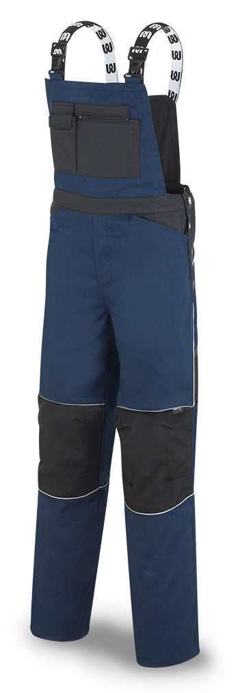 Pantaloni de lucru cu pieptar albastru-negru