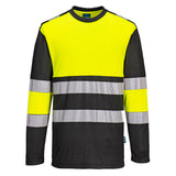 Tricou Portwest PW312 Hi-Vis galben/negru cu mânecă lungă