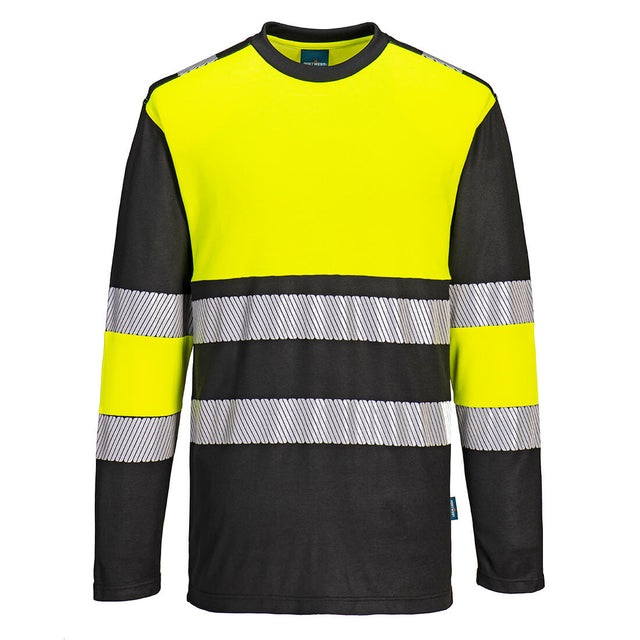 Tricou Portwest PW312 Hi-Vis galben/negru cu mânecă lungă