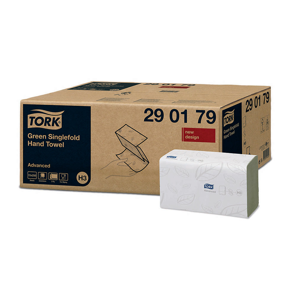 Tork prosoape pentru mâini Singlefold Advanced verzi, 250 foi/pachet