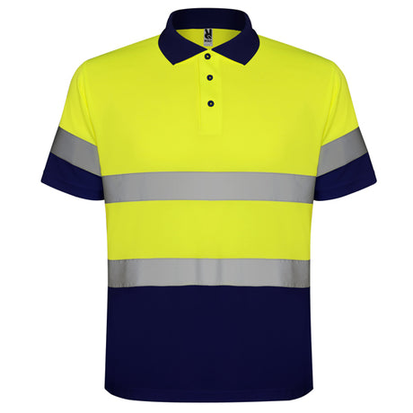 Tricou polo Roly HV9302 galben fluor cu benzi reflectorizante