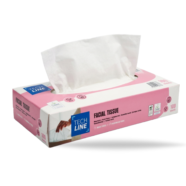 Șervețele faciale 2 straturi Techline în cutie pentru utilizare profesională