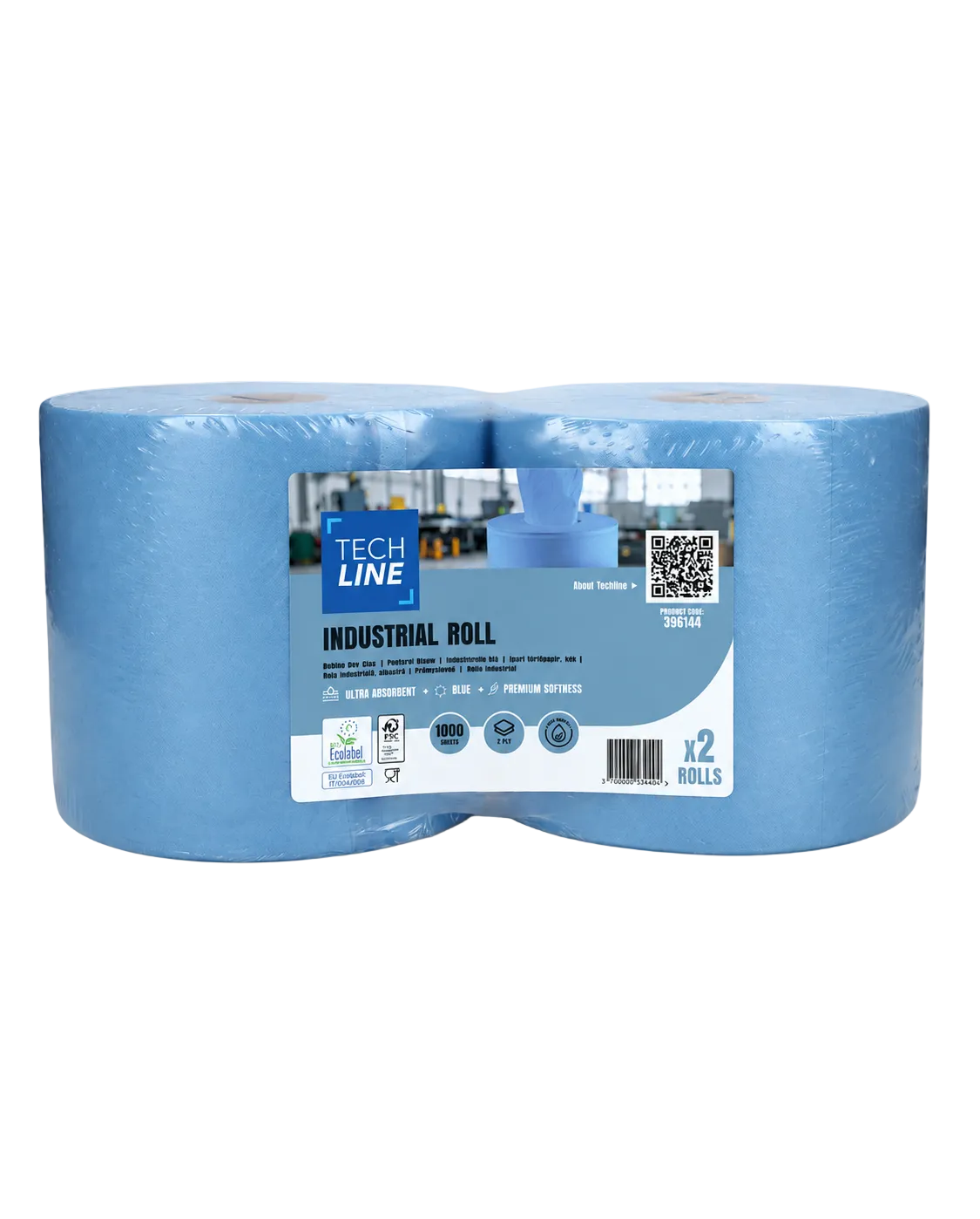Ambalare rolă hârtie industrială albastră 2 straturi Techline absorbantă