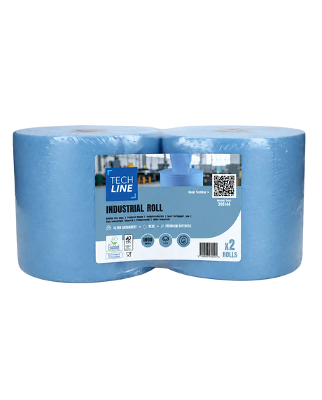 Ambalare rolă hârtie industrială albastră 2 straturi Techline absorbantă