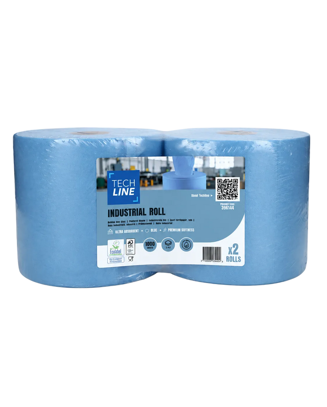 Ambalare rolă hârtie industrială albastră 2 straturi Techline absorbantă