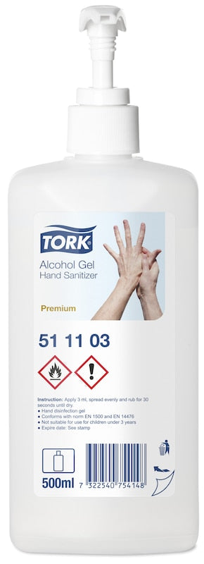 Gel dezinfectant Tork Premium pentru mâini, pe bază 80% de alcool, 500 ml