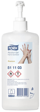 Gel dezinfectant Tork Premium pentru mâini, pe bază 80% de alcool, 500 ml