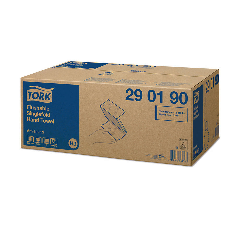 Tork prosoape pentru mâini, dizolvabile în apă, Singlefold Advanced, 250 foi/pachet