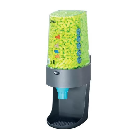 Dozator Uvex One2click montat pe perete, umplut cu 600 perechi antifoane X-Fit