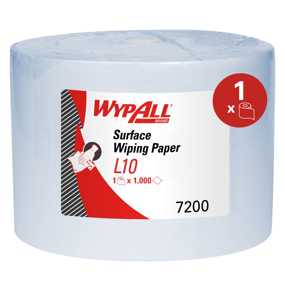 Lavete industriale Kimberly-Clark WypAll L10 Surface Wiping Paper 7200, rolă jumbo, 1000 porții/rolă
