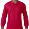 Tricou polo maneca lunga, Gildan, rosu, marimi S-2XL